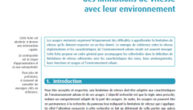 Meilleure cohérence des limitations de vitesse avec leur environnement