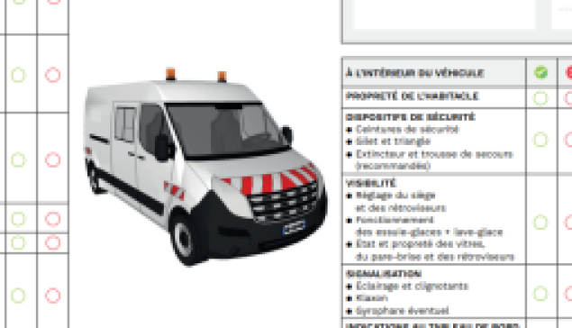 Je vérifie le fourgon tôlé avant de prendre le volant