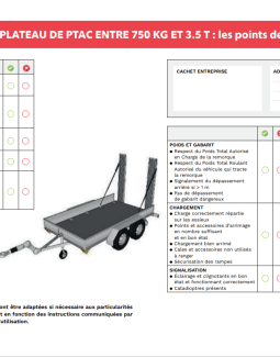 Je vérifie la remorque plateau PTAC 750 kg à 3,5 t