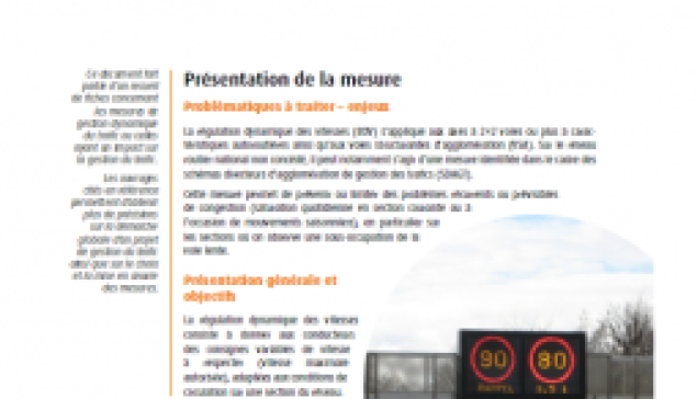 Régulation dynamique des vitesses